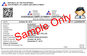 OEC : Overseas Employment Certificate