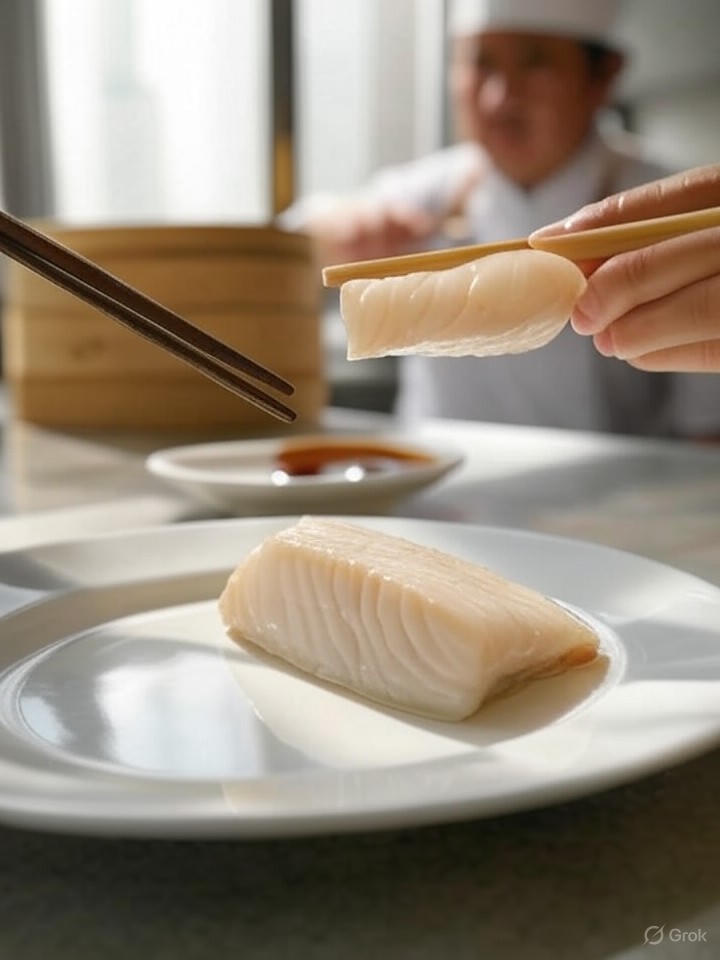 清蒸魚片食譜品質控制步驟，試吃魚片檢查味道，調整生抽，確保嫩滑均勻，完美呈現粵菜風味。